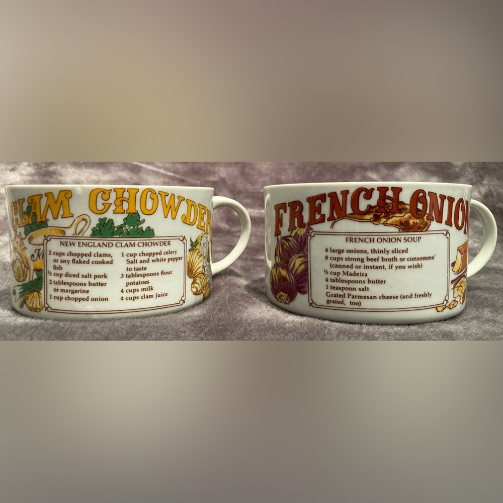 Vintage 1970s Clam Chowder & French Onion Soup Mugs